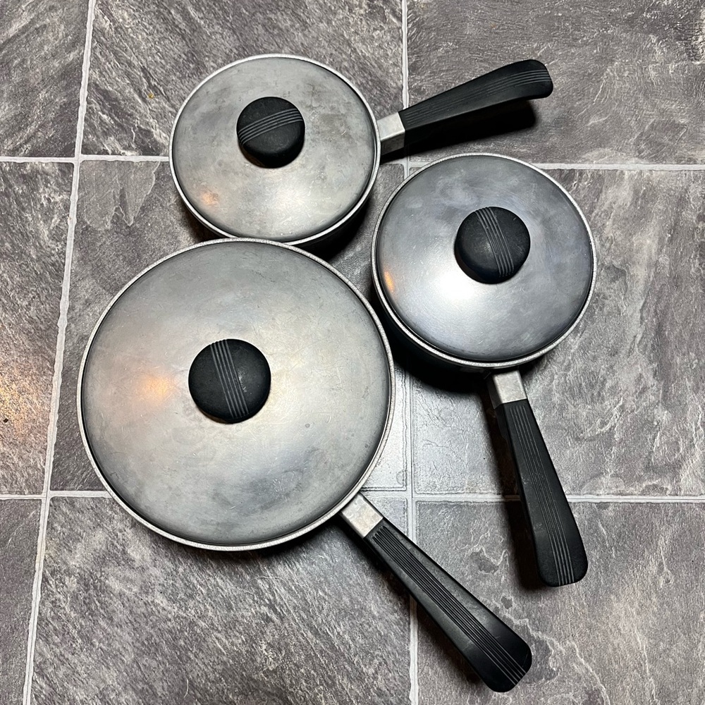 Set of Three vintage Kitchen Craft Saucepans